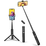 ATUMTEK Bluetooth Selfie-Stick Stativ, Erweiterbar 3 in 1 Selfie Stange aus Aluminium mit Kabelloser Fernbedienung um 360° Drehbar für iPhone 13/12/12 Mini/11 Pro/XS Max/XS/8/7, Samsung Smartphones