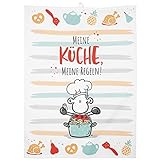 Sheepworld Geschirrtuch Motiv 'Meine Küche' | Baumwolle, 60 cm x 45 cm, farbiger Motivdruck | Geschenk, Küche, Kochen, Grillen | 47103