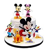 NA Minnie Mickey Cake Topper,6 Stück Minnie Cake Topper für Kinder,Mickey Mouse Figuren,Mickey Mini Figuren Set Mit Basis,Cartoons Kuchen Topper Mickey,Mickey Minnie Donald Duck Puppe Ornamente