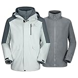 CAMEL Herren Skijacken 3 in 1 Wasserdicht Winterjacken Schneejacken Winddicht Kapuze mit Innenfleece Mantel, GRAU, Larg