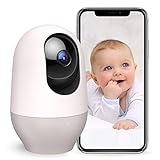 nooie Babyphone, 360 Baby Kamera WLAN, Baby Monitor with Camera, Babyphone mit Kamera und Handy App, 1080P HD Nachtsicht, KI-Tracking, Gegensprechfunktion, Kompatibel mit Alexa und 2.4Ghz WiFi
