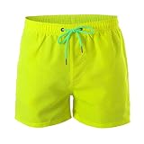 Herren Sexy Badehose Beach Casual trockene Sportshorts mit Innere Herren Schnellhose Netshorts Herren Bademode Wettkampf Schwimmhose Herren (A-Yellow, L)