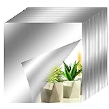 axuanyasi 18 Stück Spiegelfliesen Selbstklebend Abgerundete Ecke Spiegel Aufkleber Wandspiegel Zum Wanddekoration Silber （15 x 15）cm
