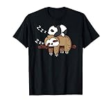 Netter Panda Schlafen auf Faultier Design Faultier T-Shirt