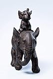 Kare Design Deko Figur Elefant Dumbo Uno, Afrika Deko im Kolonialstil, kleiner Babyelefant mit Elternteil, Wohnzimmer Dekoration, schwarz (H/B/T) 19x17,5x8,5cm