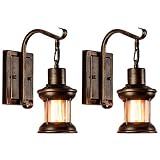 Vintage Glas Wandleuchte 2 Pack Rustikale Glas Wandlampe Retro Metall Schwarz Bronze Malerei Farbe Wandleuchte für Restaurant Home Bar Schlafzimmer Nachttisch Korridor Dekorieren (keine Glühbirne)