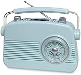 TERRIS VINTAGE RADIO, tragbares nostalgisches Retro Radio mit modernster Smartphone Konnektivität inkl. Bluetooth, AUX-IN & DAB+, Musik hören mit einem einzigartigen Klang, blau