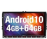 Vanku Android 10 Autoradio für VW Golf Radio Mit Navi Europakarten Unterstützt Qualcomm Bluetooth 5.0 DAB + WiFi 4G 9 Zoll Touchscreen
