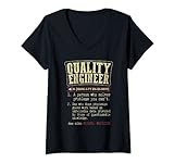 Damen Qualitätsmanager Ingenieur Technik Nerd Wörterbuch Frau Mann T-Shirt mit V-Ausschnitt