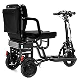 Broobey Kompakter Reise-Elektroroller, Zusammenklappbarer Elektromobil, 3-Rad-Mobilitätsroller für Senioren, Elektrische Rollstühle für Erwachsene, Mobilität 120 kg 20 KM lange Reichweite