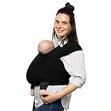 CuddleBug Tragetuch Baby Neugeborene - Elastisches Babytrage Neugeborene ab Geburt & Kleinkinder bis 16Kg - Einfach zu binden (Schwarz/Black)