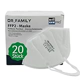 HHW Pro FFP2 Maske Atemschutzmaske Partikelfiltermaske von Dr Family EU CE Zertifiziert CE2163 EN 149:2001+A1:2009- Einzeln Verpackt 20 Stück