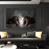 Abstraktes Bild auf Leinwand, moderne Wandkunst, rote Boxhandschuhe, Poster, HD-Druck, für Wohnzimmer, Fitnessstudio, Dekoration, 50 x 70 cm, ohne Rahmen