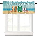 Fandim Fly Stangentaschen-Vorhang, 137,2 x 45,7 cm, Life is Better in Flip Flops Sommer Strand Thema Fenstervorhang Volant für Küche Badezimmer Wohnzimmer