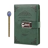 Notizbuch Tagebuch mit Passwort PU Leder Notebook Diary Book mit Schloss DIN A5 Notizblock Journal Reisetagebuch mit Zahlenschloss, 100 Blatt
