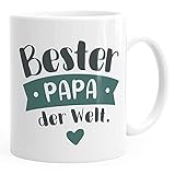 MoonWorks® Kaffee-Tasse Beste/r Mama/Papa der Welt Geschenk Mütter Väter Geburtstag Weihnachten Danke sagen Bester Papa Petrol uni - weiß Keramik-Tasse