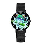 Frosch Damen-Armbanduhr, ultradünn, wasserdicht, personalisierbar, Nylonarmband