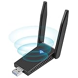 USB-WiFi-Adapter, 1300 Mbit/s, USB 3.0, kabelloser Netzwerkadapter mit 5 dBi Dual Band 2,4 GHz/400 GHz/867 High-Gain-Antenne für PC, Laptop, Desktop, Windows 10/8/7/XP/Vista, Linux, Mac OS 10.9–10.15