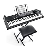Alesis Melody 61-Tasten E Piano / Keyboard mit Ständer, eingebauten Lautsprechern, Kopfhörer, Mikrofon, Notenständer und Hocker