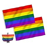 JZZJ Flaggen'LGBT', Motiv: Regenbogen, für die Schwulenparade, 150 x 90 cm, 2 Stück