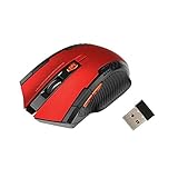 HRNAKDFKL Kabellose Maus, 800-1600DPI Optischer Sensor Funkmaus Wiederaufladbare Wireless Mouse, 2.4 G Mäuse mit USB 1.1/2.0 Empfänger Kompatibilität mit Computer/PC/Tablet ROT