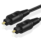 TNP Optisches Audiokabel, Toslink Kabel - 2m, Lichtleiterkabel, S/PDIF Kabel für Hi-Fi System, Soundbar, TV, PS 4, Xbox, Stereoanlage, Vizio, 2X Toslink Stecker, Digital-Audiokabel, Koaxial, schw