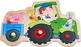 HABA 305550 - Greifpuzzle Lustige Traktorfahrt, Greifpuzzle ab 1 Jahr