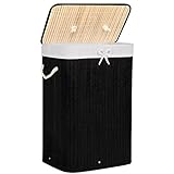 SPRINGOS Wäschekorb Wäschesammler aus Bambus 72 L mit Griffen 1 Kammer faltbar Wäschetruhe für Waschküche Badezimmer