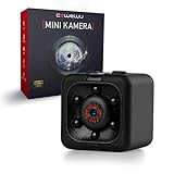 Cowewu - Mini Kamera – kleine Kamera mit Full HD 1080p und Nachtsicht – Lange Batterielaufzeit - Minikamera mit Bewegungsmelder und Speicher-Slot - inklusive Halterung, PC- und Ladekabel (Schwarz)