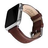 Archer Watch Straps - Uhrenarmbänder aus Hochwertigem Genarbtem Leder für Apple Watch (Mahagoni/abgestimmtes Garn, Silber, 38/40/41mm)