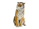 GRAZDesign Wandtattoo Tiger, Wandaufkleber Afrika Tattoo, Wohnzimmer Tiere Asien sitzend Raubkatze / 98x50cm