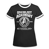 Spreadshirt Star Trek Discovery Starfleet Academy Frauen Kontrast T-Shirt, L, Schwarz/Weiß