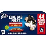 Felix Jeden Tag Party Countryside 44x85g - Katzenfutter in Tüte, 3.74 kg, Rind, Huhn, Ente, L