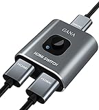 HDMI Switch HDMI Splitter, GANA 4K HDMI Verteiler Bidirektionaler 2 In 1 Out oder 1 In 2 Out Aluminium Manueller HDMI Umschalter unterstützt HD 4K 3D für HD TV/Fire Stick/Xbox/PS3/PS4 (Silber)