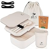 BEA Freedom Bird® Premium Lunchbox Set | Auslaufsichere Bento Box mit 3 teiligem Besteck, Trennwand & Becher | Nachhaltige Brotdose für Kinder & Erwachsene | Inkl. Tasche, Rezeptheft & Ersatzteile