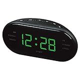 Awasa LED Digitaler AM/FM Radiowecker mit Dual Alarm Snooze Sleep Time Funktion AM/FM LED Radiowecker Grün