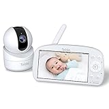 Babyphone mit Kamera, Teble 5,5' Video Baby Monitor 720P HD Display, 5000mAh Akku, 300M Reichweite, Zwei Wege Audio, Schwenk Neige Zoom Kamera und Audio, Nachtsicht, VOX, Temperaturüberwachung