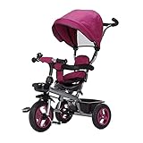 WECDS Kinderdreiräder Abnehmbares Verdeck Abnehmbares Geländer mit verstellbarem Sitz Kleinkinderfahrrad (Farbe : Lila)