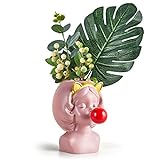 Lustiger Kopf Vase Statue Pflanztopf – Bubble-Blowing Girl Blumentopf | Kaktus-Pflanzgefäße mit Ablaufloch | Face Flower Pot Head Planter für Sukkulenten Kakteen Blumen Home Tischdekoration