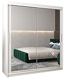 MEBLE KRYSPOL Tokyo 3 180 Schlafzimmerschrank mit Zwei Schiebetüren, Spiegel, Kleiderstange und Regalen – 180x200x62cm - Mattweiß