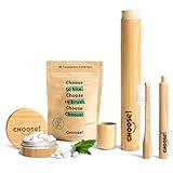 CHOOSE Box Complete - Zahnputztabletten, Bambus Zahnbürste, Zahnbürstenetui & Aufbewahrungsbox | Nachhaltige Zahnpasta Tabletten ohne (Mikro)Plastik | Zero waste | Vegane | Nachhaltige Geschenke