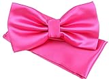 Leoodo Fliege mit Einstecktuch Schleife Fliege Set für Party Hochzeit Geburtstag verstellbare Bow Tie bereits gebunden mit Box, FG Farbe:Rosa