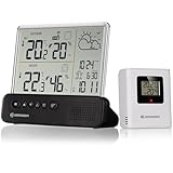 Bresser Funkwetterstation Translucidus NV - Moderne Wetterstation mit Außensensor, transparentem Display, Wettervorhersage, Barometer, Eiswarnung, Weckfunktion, Uhr und D