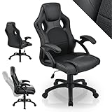 Juskys Racing Schreibtischstuhl Montreal ergonomisch höhenverstellbar & gepolstert 120 kg belastbar Bürostuhl Drehstuhl PC Gaming Stuhl - schw