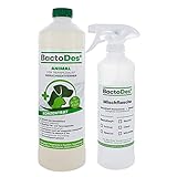BactoDes Animal Tier Geruchsentferner - 1 Liter inkl. Mischflasche - Geruchskiller bei Katzenurin, Hundeurin und Kleintiere