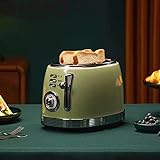 PanHuiWen 2-scheiben-Toaster Langschlitz-Toaster, 6 Variable Bräunungseinstellungen Mit 3 Funktionen Abbrechen/aufwärmen/auftauen, Mobiler Backrost Sandwichhalter Aus Edelstahl