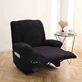 Superstretch Ruhesessel Bezug rutschfest ausgestattet Sesselbezug Weich dick Sesselschoner mit elastischem Boden für Wohnzimmer -Schwarz
