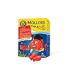 Möller's Omega 3 Kapseln für Kinder | Natürliche Omega 3 Fischtran mit Erdbeergeschmack | Mit DHA und EPA | Leicht zu kauen | Ohne Gluten, Laktose und Zucker | 36 Stück