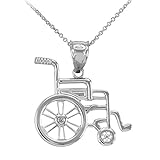 Damen Anhänger Halskette 14 Karat Weißgold Handikap Invalidität Bewusstsein Rollstuhl (Kommt mit einem 45cm Kette)