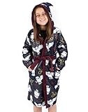 Harry Potter-Bademantel für Mädchen | Kinder Zwei Optionen Rot Hogwarts ODER Blau Hedwig Pyjama-Robe | Magischer Bademantel mit Hexenhut-Kap